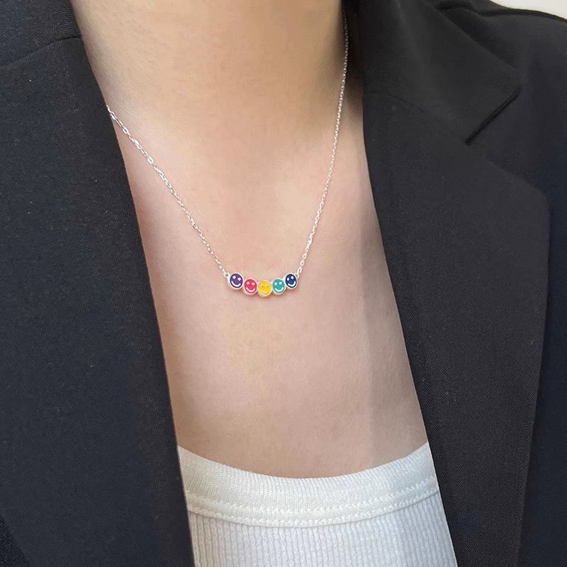 Mini Colourful Smiley Face Necklace
