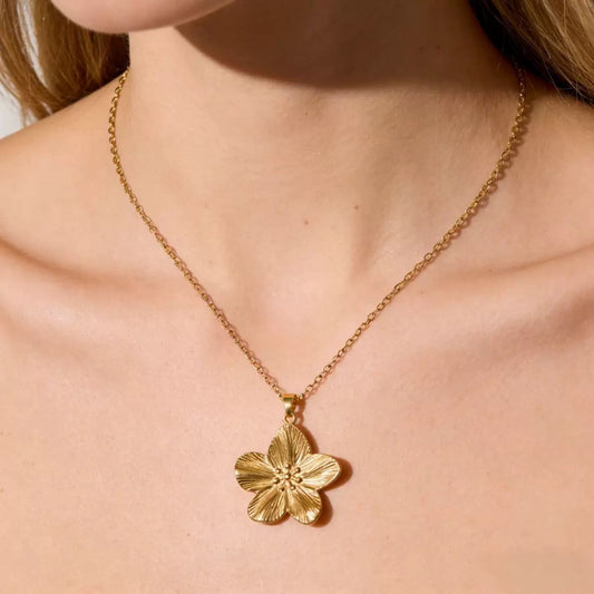 Textured Flower Pendant Necklace