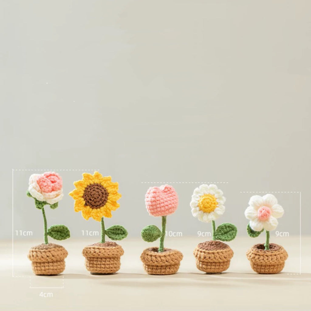 Handmade Crochet Potted Artificial Flower