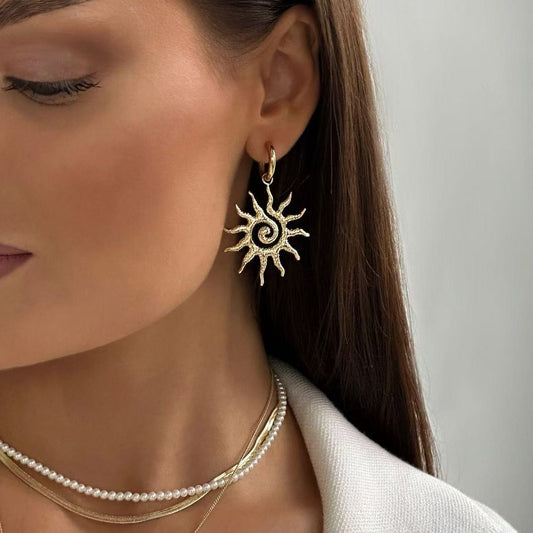 Spiral Sun Hoop Earrings