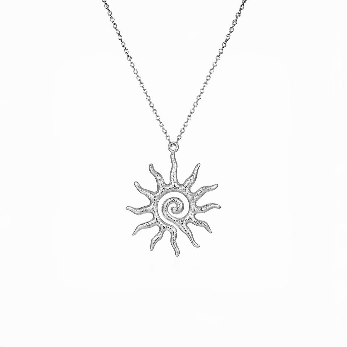Spiral Sun Pendant Necklace