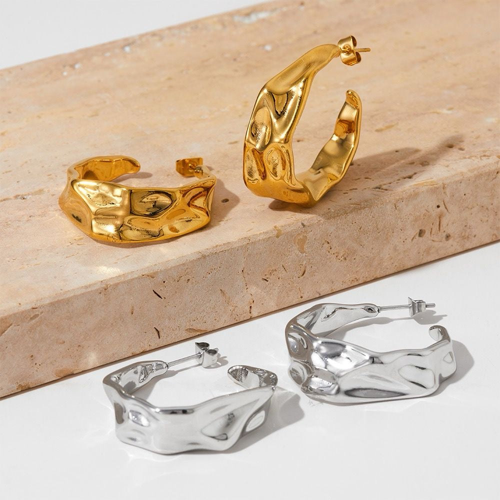 Sculpted Abstract Hoop Earrings