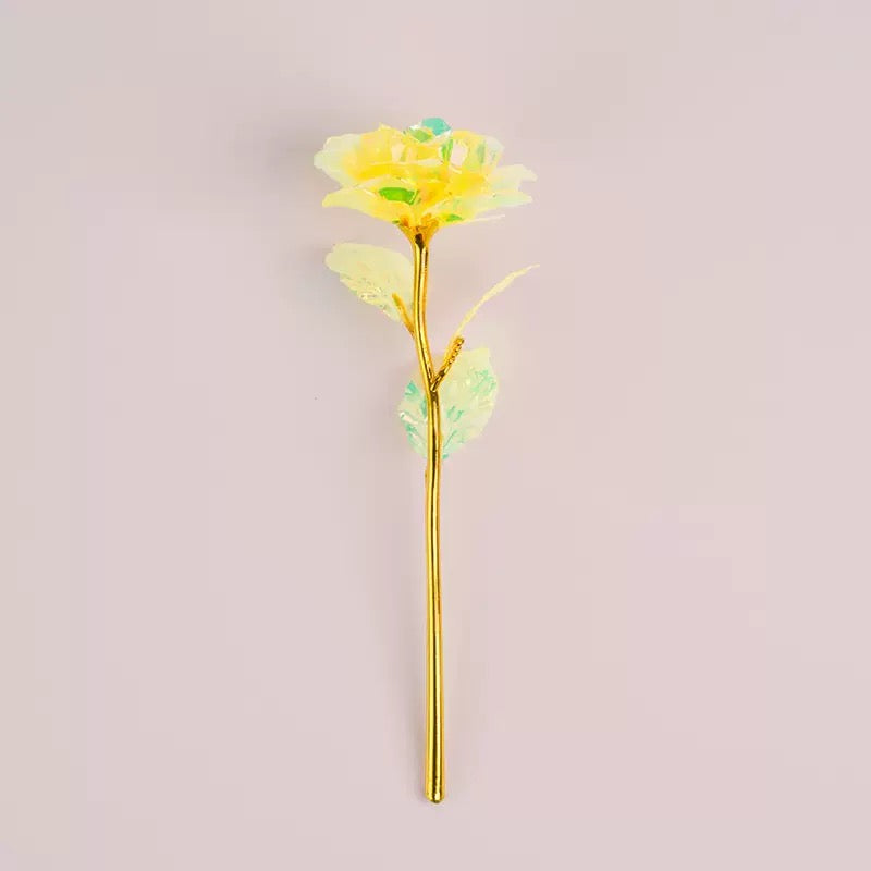 10 PCs Galaxy Rose Gold Foil Artificial Roses – Crystal Flower Gifts for Weddings, Engagements, Mother’s Day, Valentine’s Day & Special Occasions – No Battery Needed, High-Quality Plastic Flowers