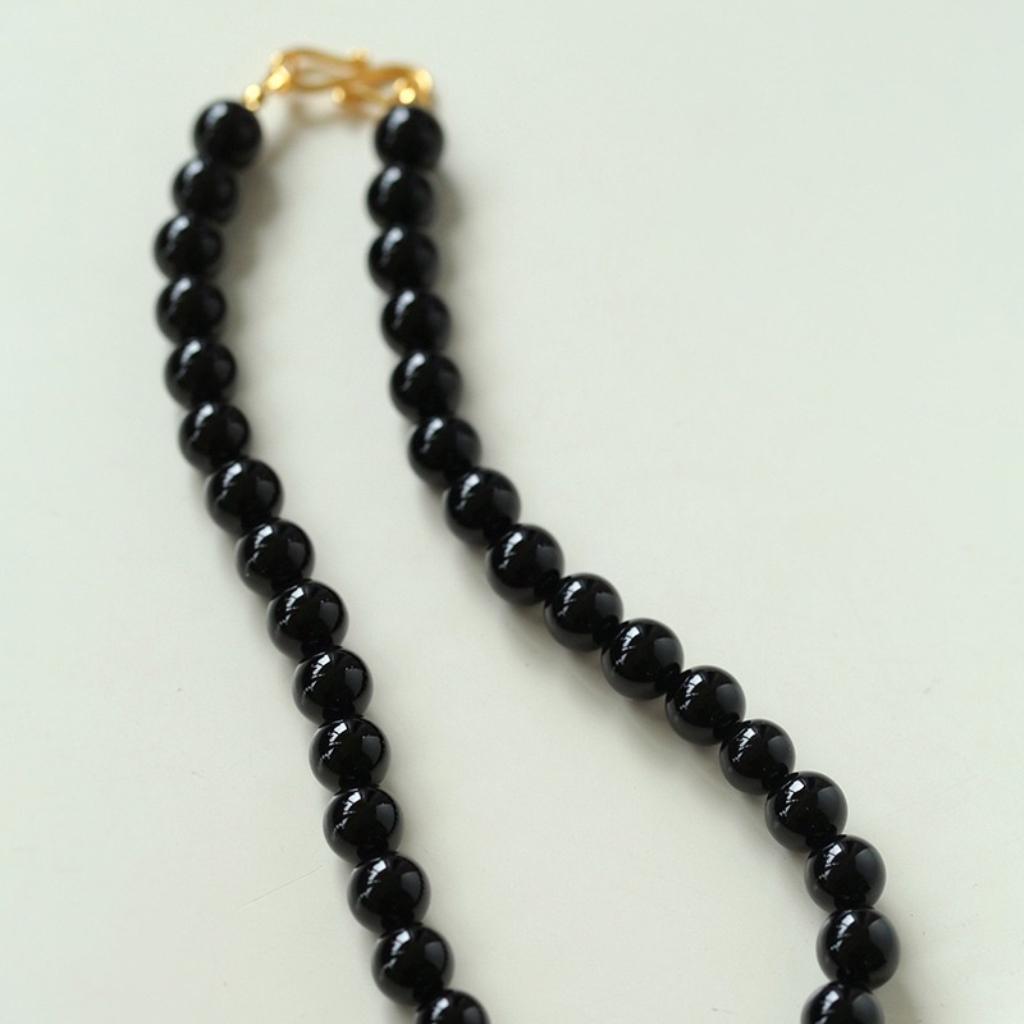 Silver Statement Natural Stone Necklace Black Agate