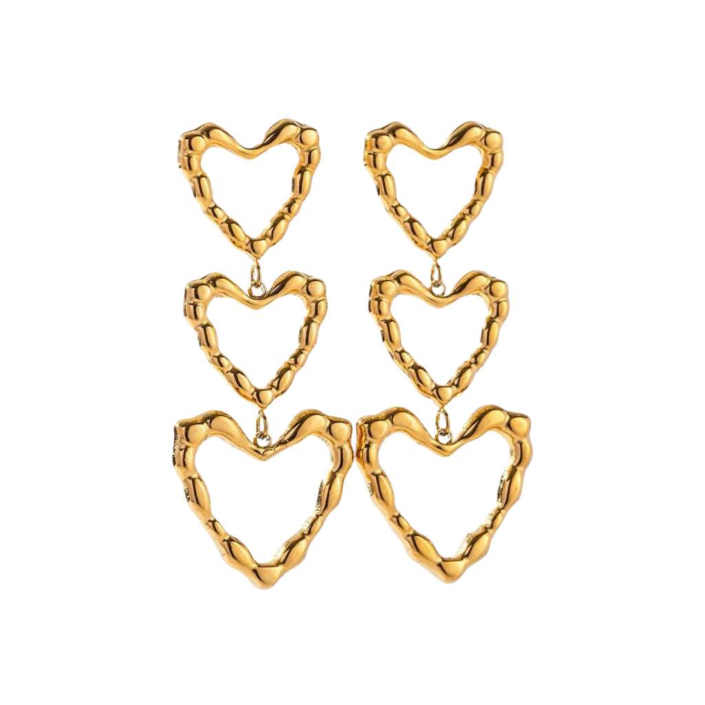 Hollow Triple Heart Earrings