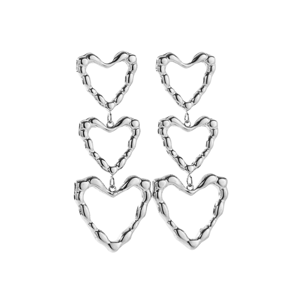 Hollow Triple Heart Earrings