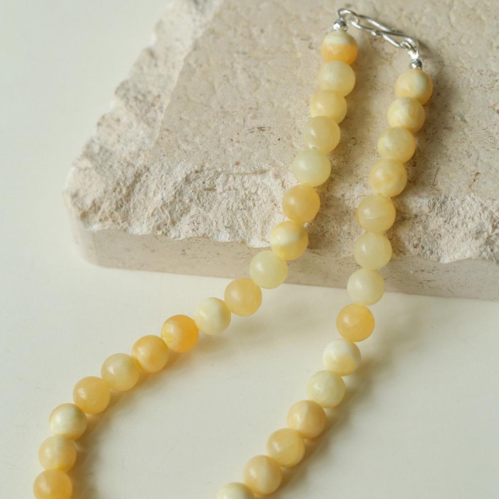 Silver Statement Natural Stone Necklace Yellow Agate