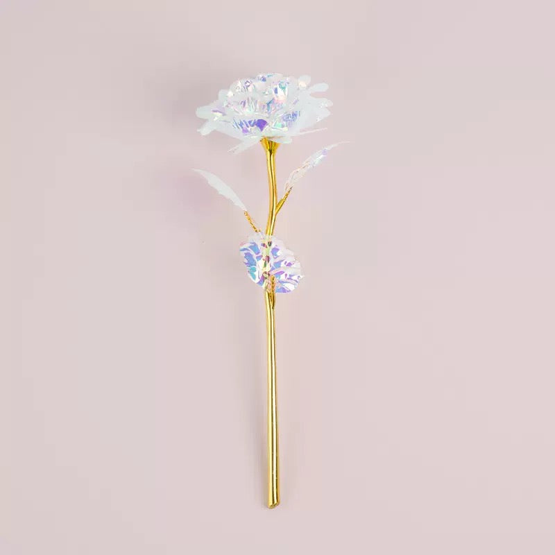 10 PCs Galaxy Rose Gold Foil Artificial Roses – Crystal Flower Gifts for Weddings, Engagements, Mother’s Day, Valentine’s Day & Special Occasions – No Battery Needed, High-Quality Plastic Flowers