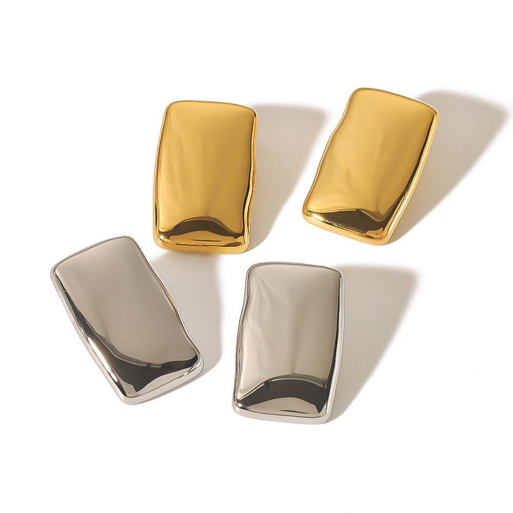 Rectangular Irregular Metallic Earrings