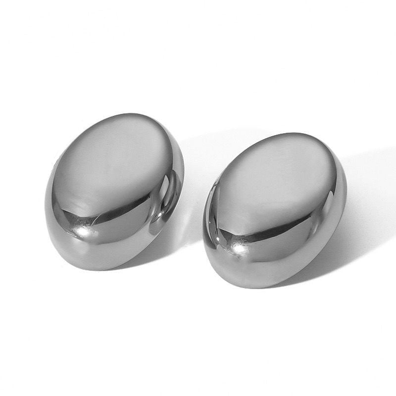 Chunky Dome Oval Metallic Earrings