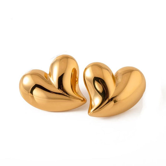 Curved Metallic Heart Earrings