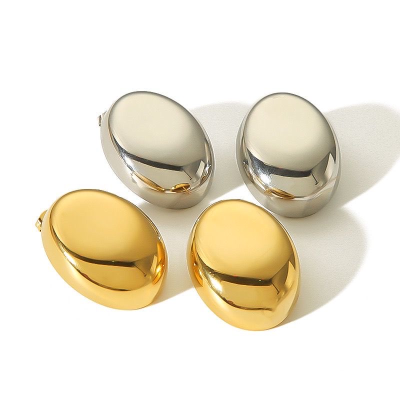 Chunky Dome Oval Metallic Earrings