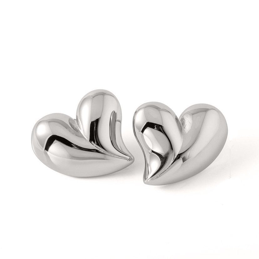 Curved Metallic Heart Earrings