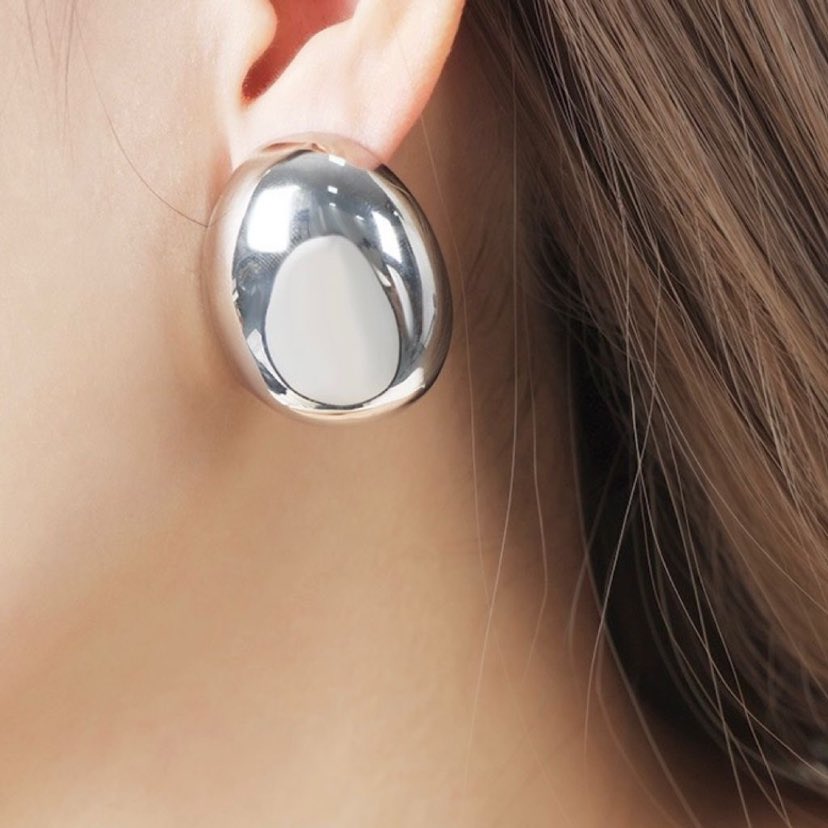 Chunky Dome Oval Metallic Earrings