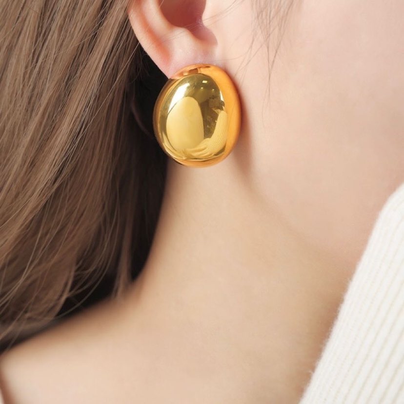 Chunky Dome Oval Metallic Earrings