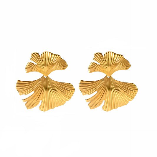 Fall Gingko Leaf Stud Earrings