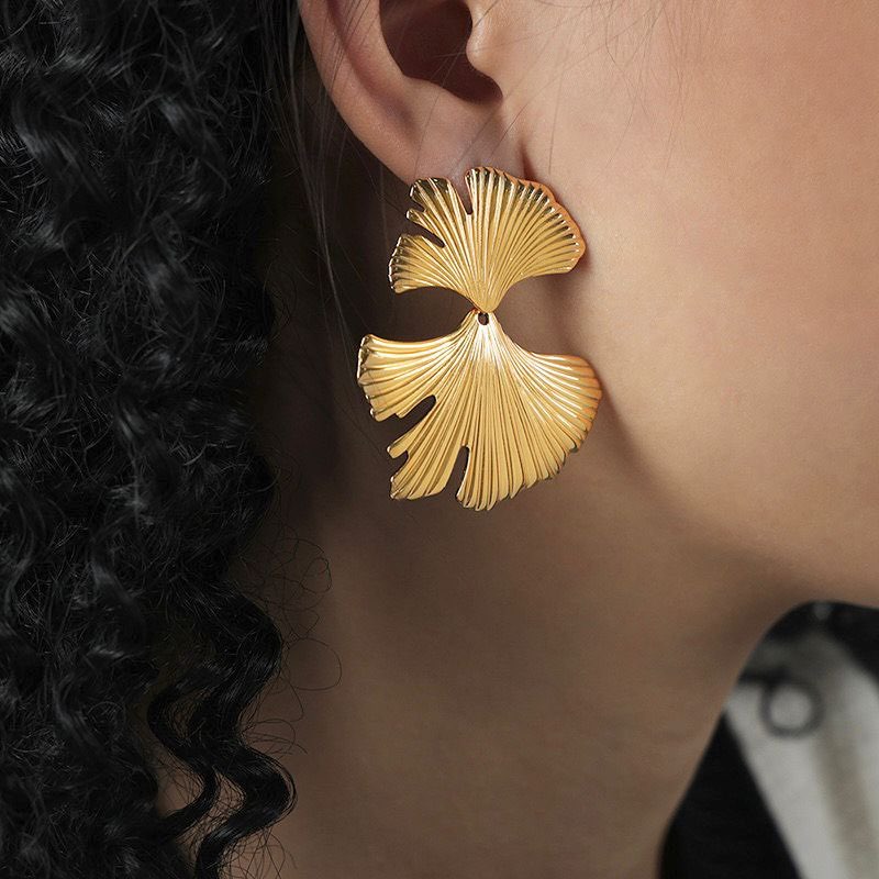 Fall Gingko Leaf Stud Earrings