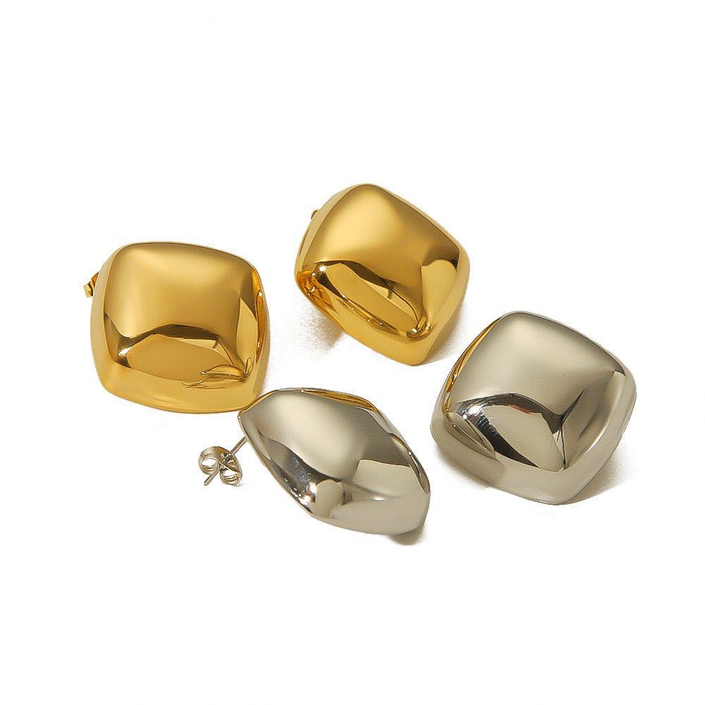 Square Chunky Metallic Dome Earrings