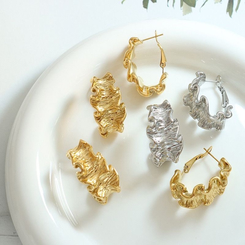 Ruffle Irregular Hoop Earrings