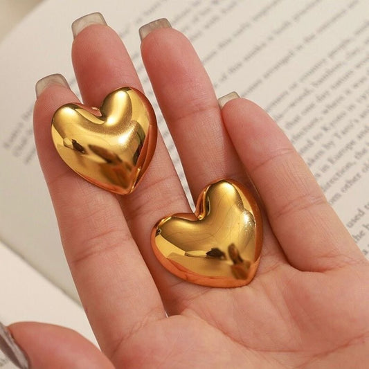 Heart Chunky Dome Metallic Earrings