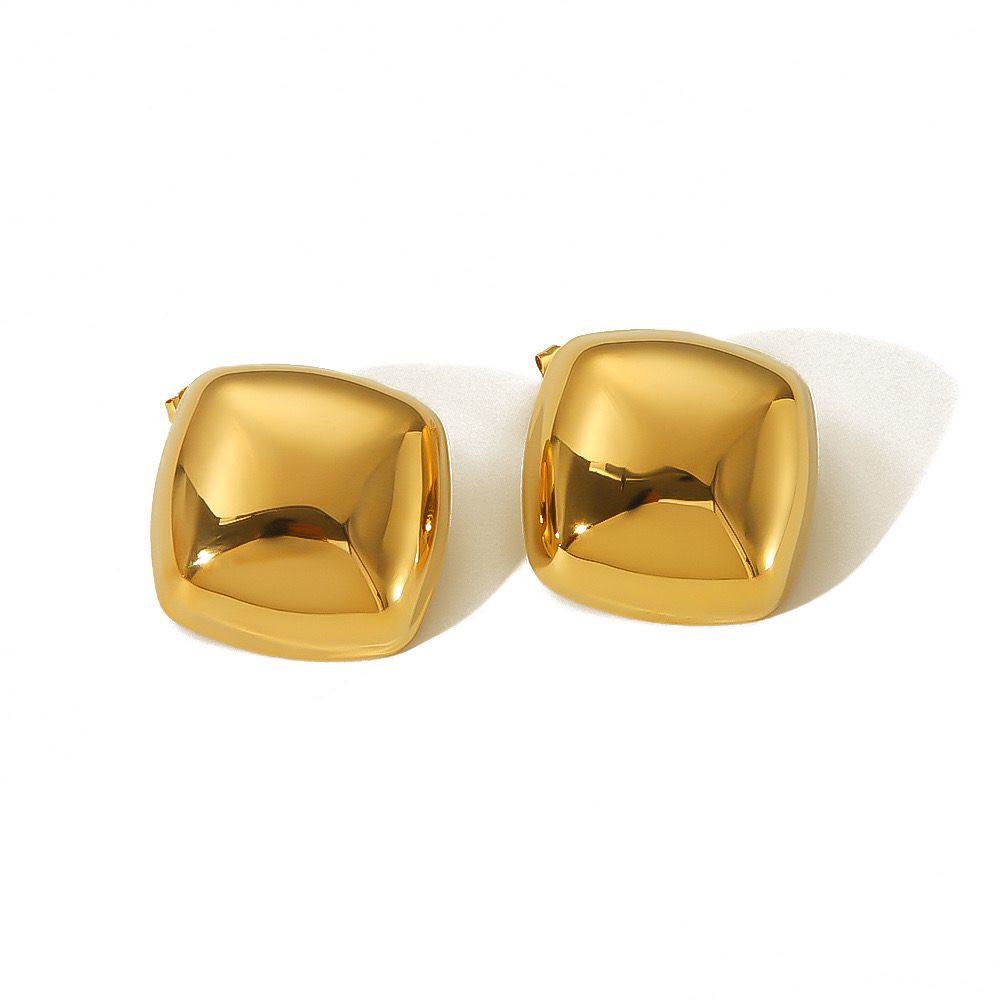 Square Chunky Metallic Dome Earrings