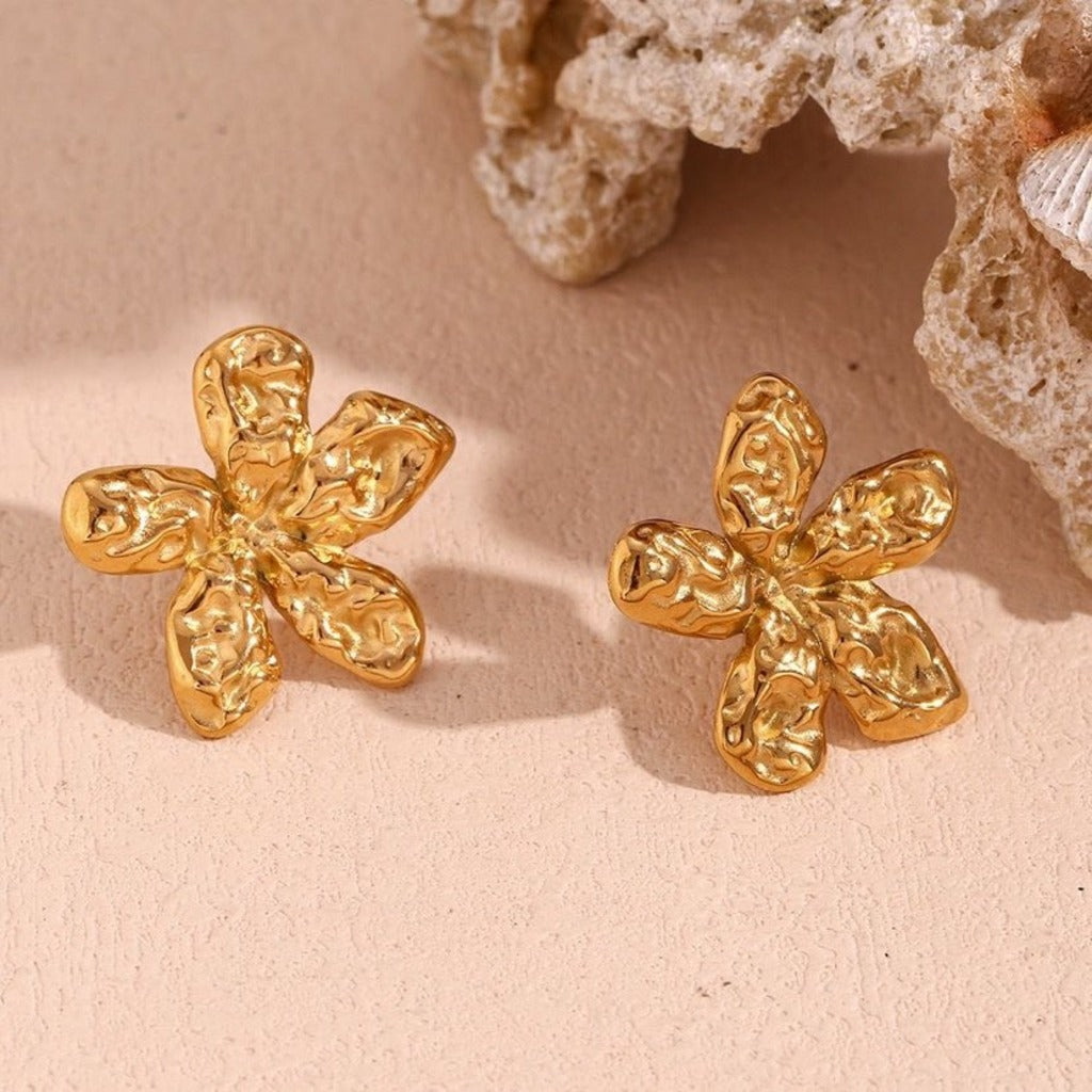 Abstract Flower Textured Stud Earrings