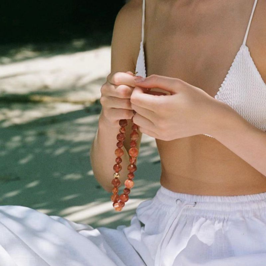 Statement Natural Stone Necklace Red Agate