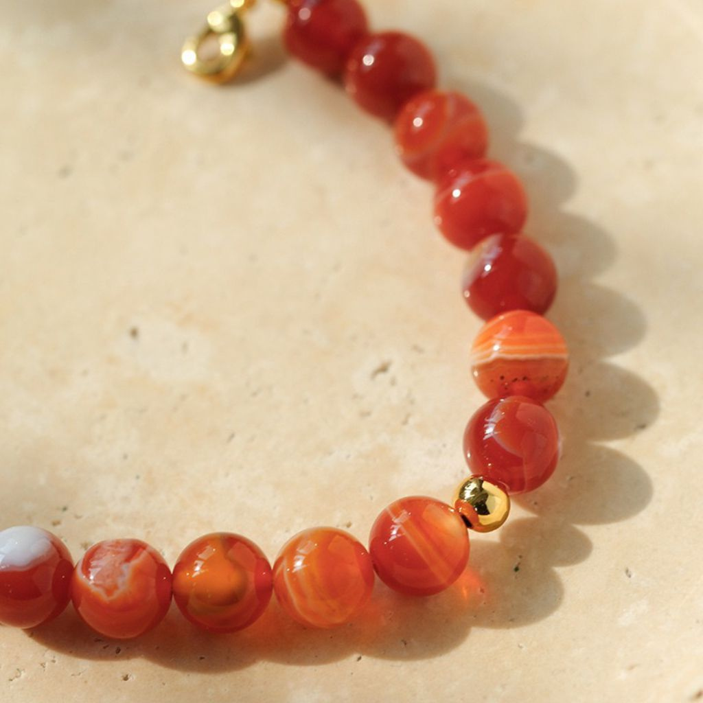 Statement Natural Stone Necklace Red Agate