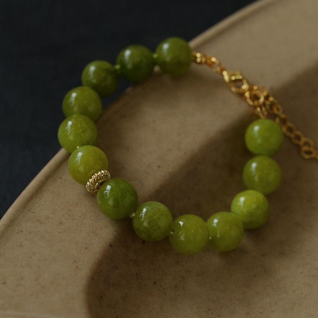 Statement Natural Stone Bracelet Green Agate