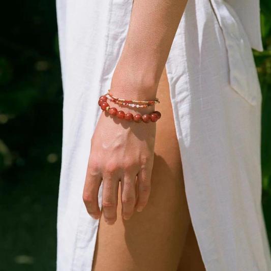 Statement Natural Stone Bracelet Red Agate