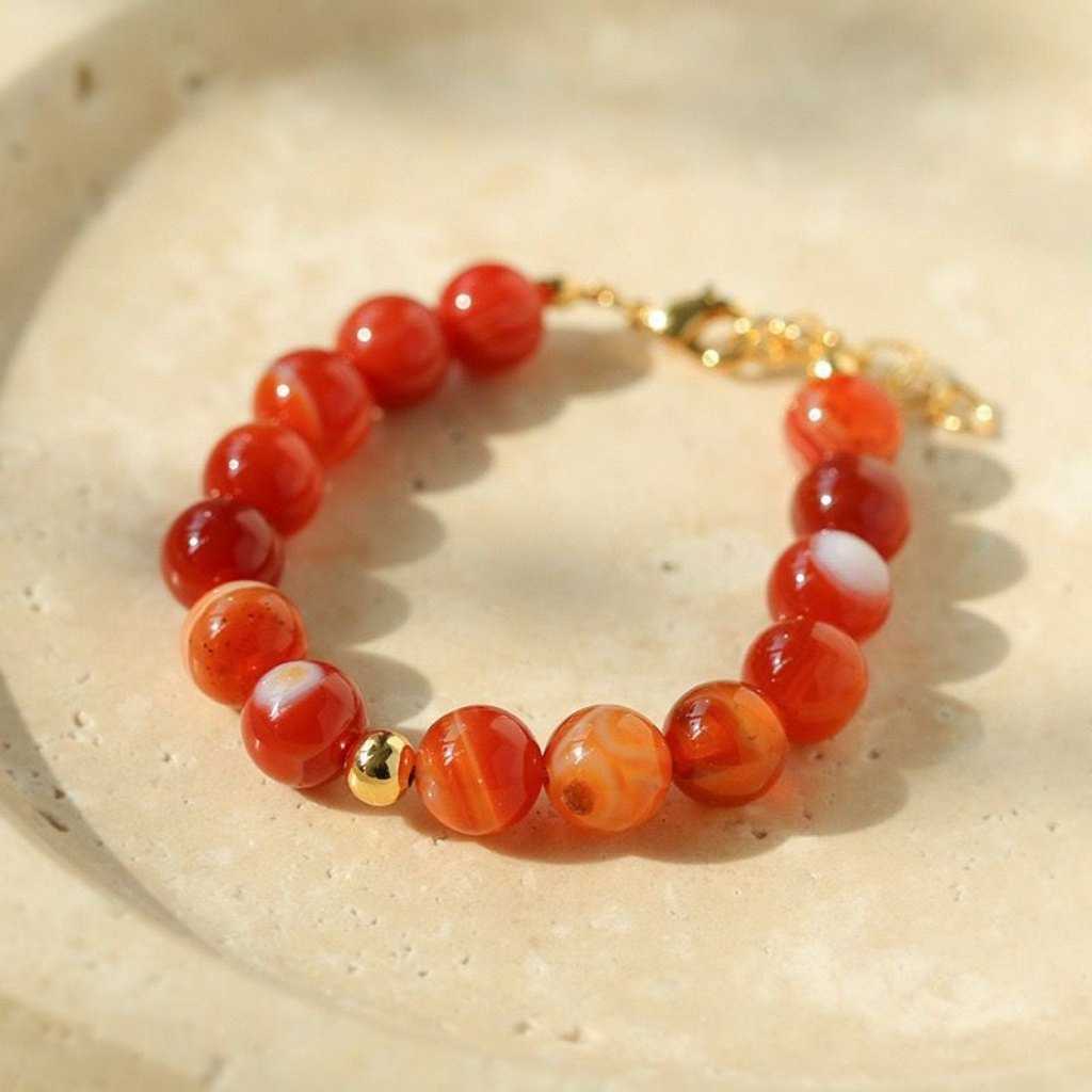 Statement Natural Stone Bracelet Red Agate