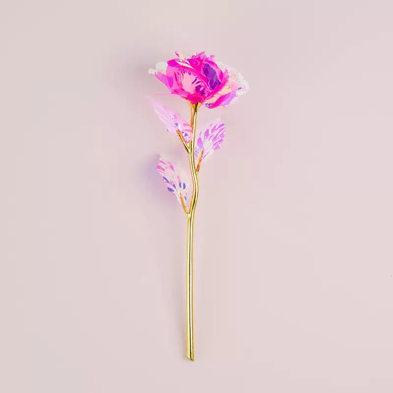 10 PCs Galaxy Rose Gold Foil Artificial Roses – Crystal Flower Gifts for Weddings, Engagements, Mother’s Day, Valentine’s Day & Special Occasions – No Battery Needed, High-Quality Plastic Flowers