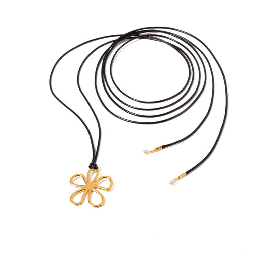 Flower Leather Cord Necklace