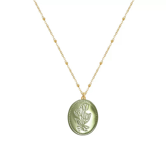 Vintage Tulip Shell Cameo Necklace