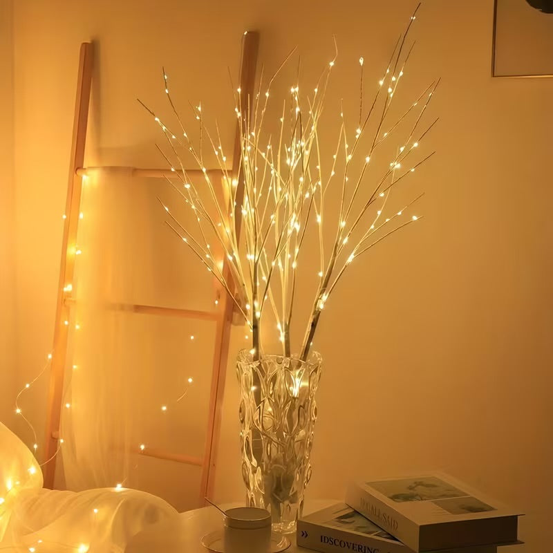 2-Piece Birch Twig LED Lights Set – Battery-Powered, 40 LEDs, Perfect for Home & Romantic Décor