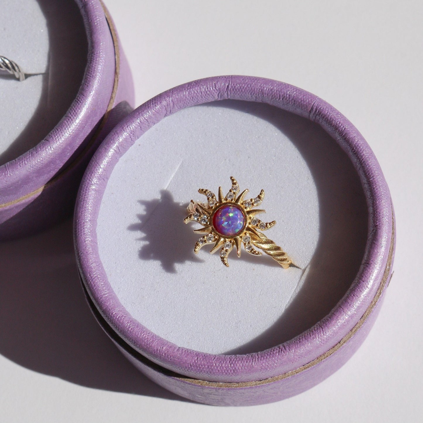 Radiant Sun Opal Adjustable Ring