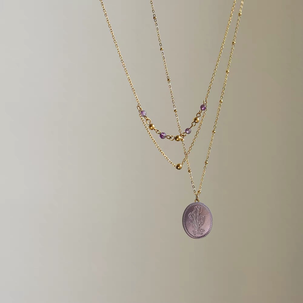 Vintage Tulip Shell Cameo Necklace