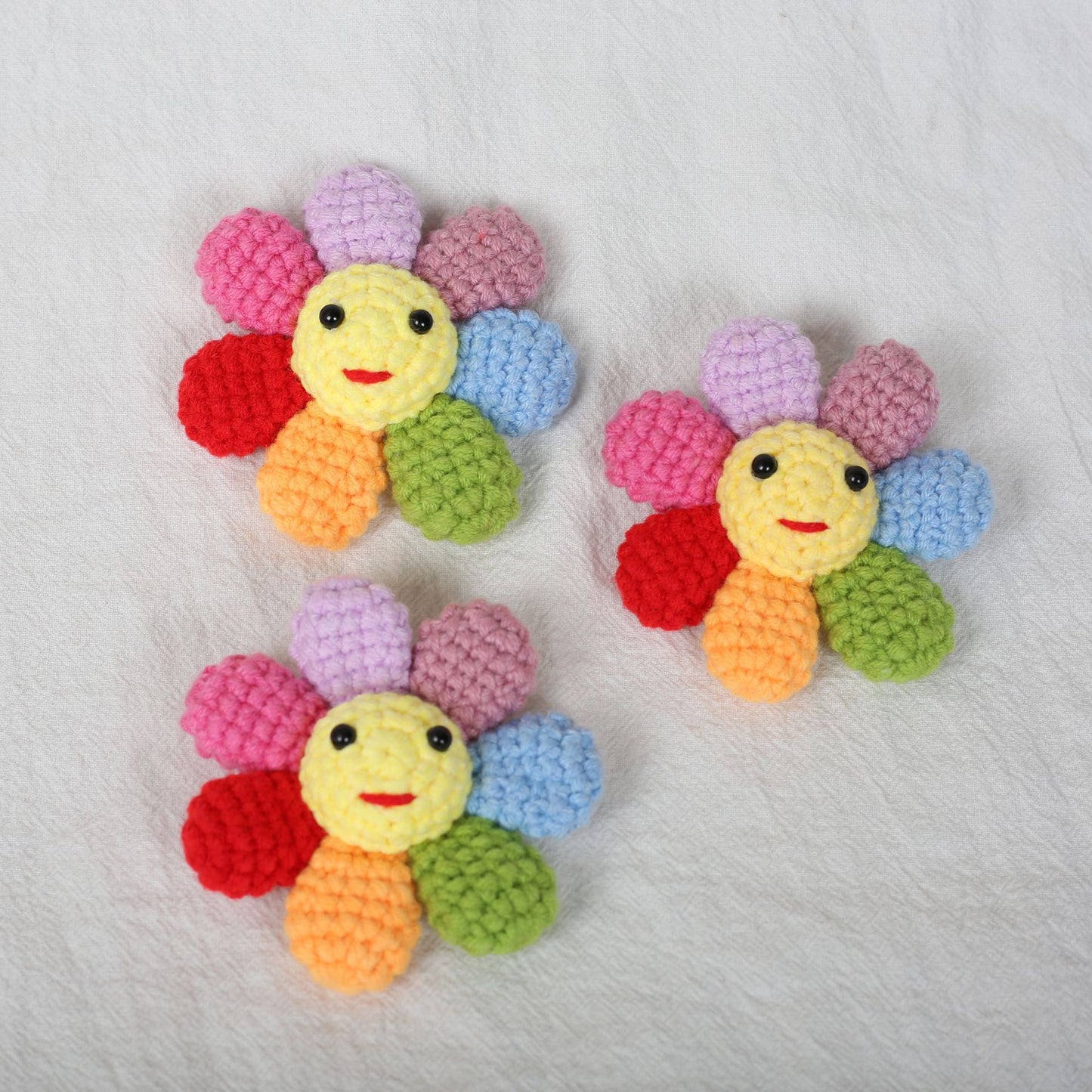 Handmade Crochet Rainbow Flower Keychain