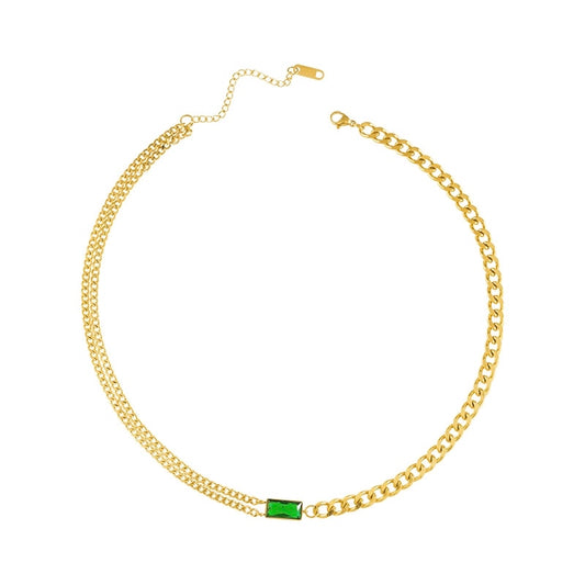 Emerald Cuban Chain Choker Necklace