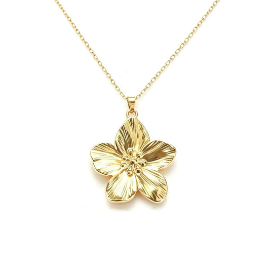 Textured Flower Pendant Necklace