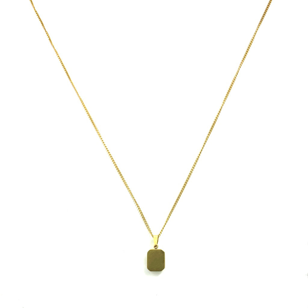 Rectangular Green Stone Pendant Necklace