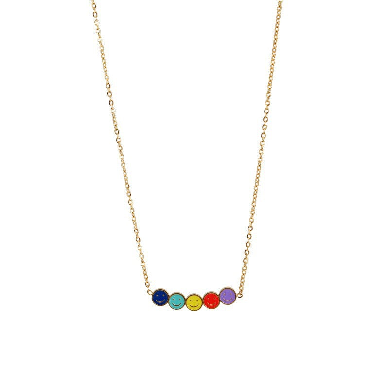 Mini Colourful Smiley Face Necklace