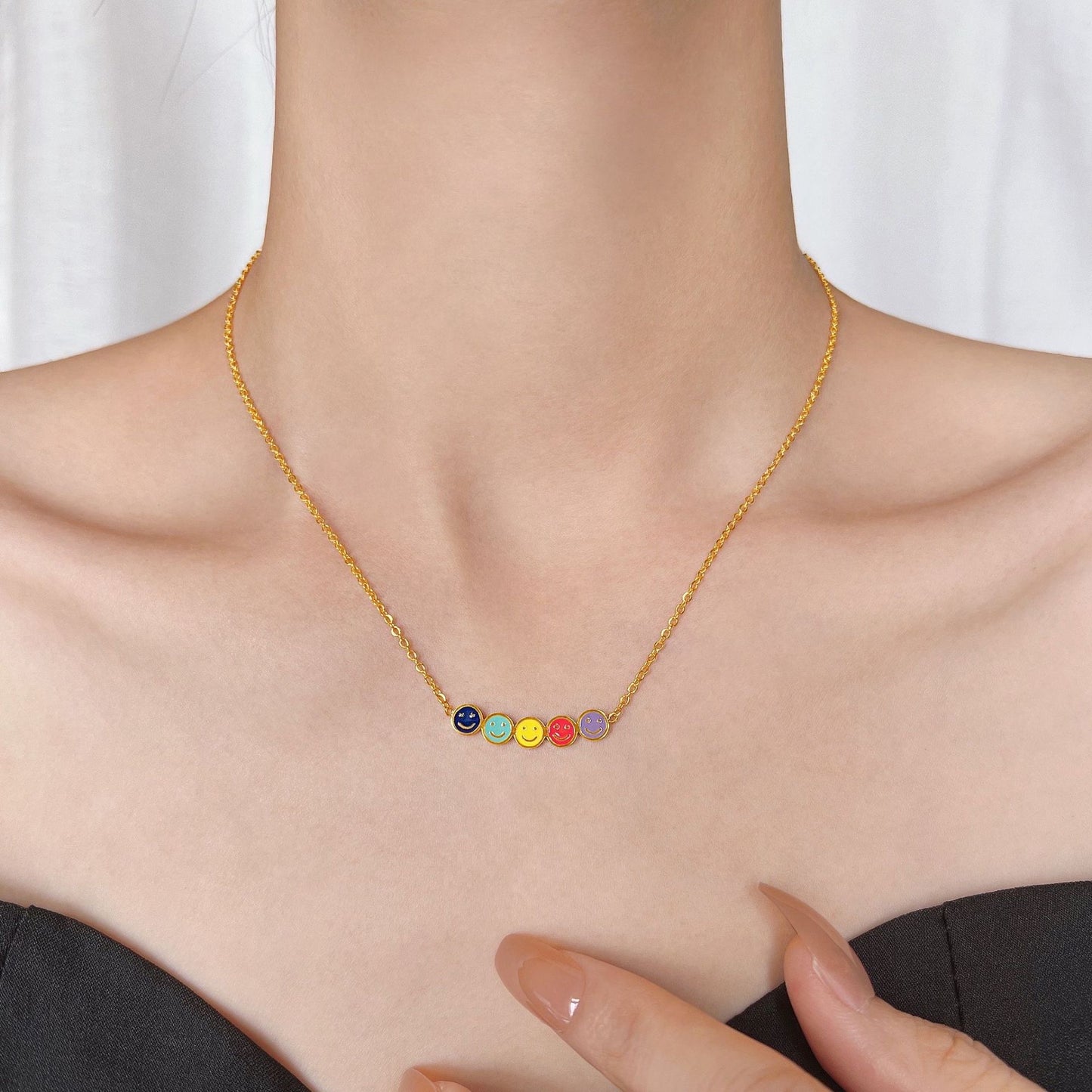 Mini Colourful Smiley Face Necklace