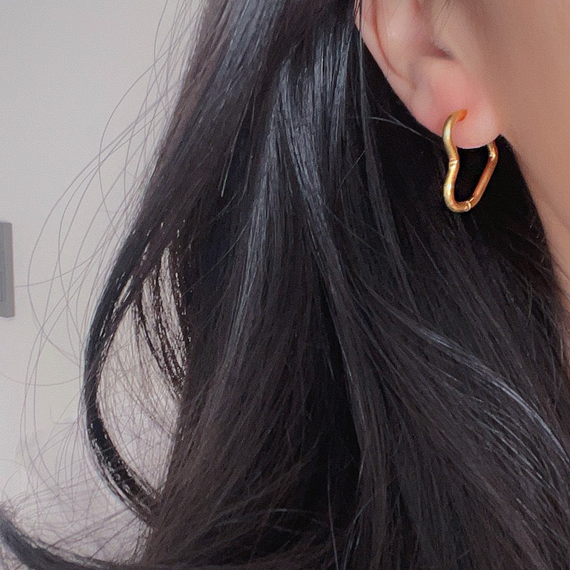 Asymmetrical Heart Hoop Earrings