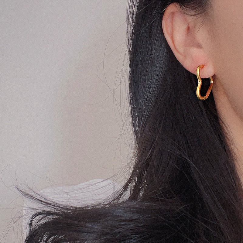 Asymmetrical Heart Hoop Earrings