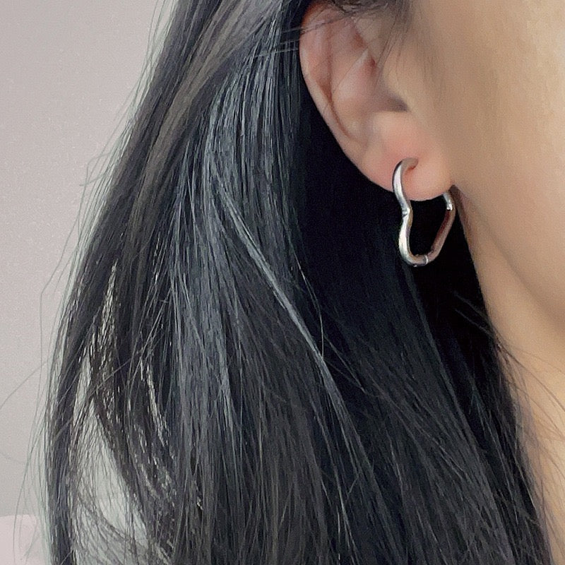 Asymmetrical Heart Hoop Earrings