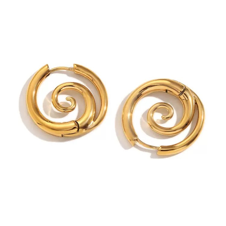Chunky Spiral Hoop Earrings