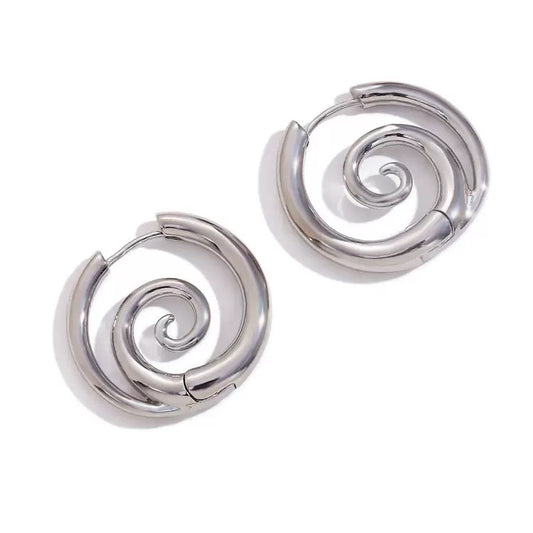 Chunky Spiral Hoop Earrings