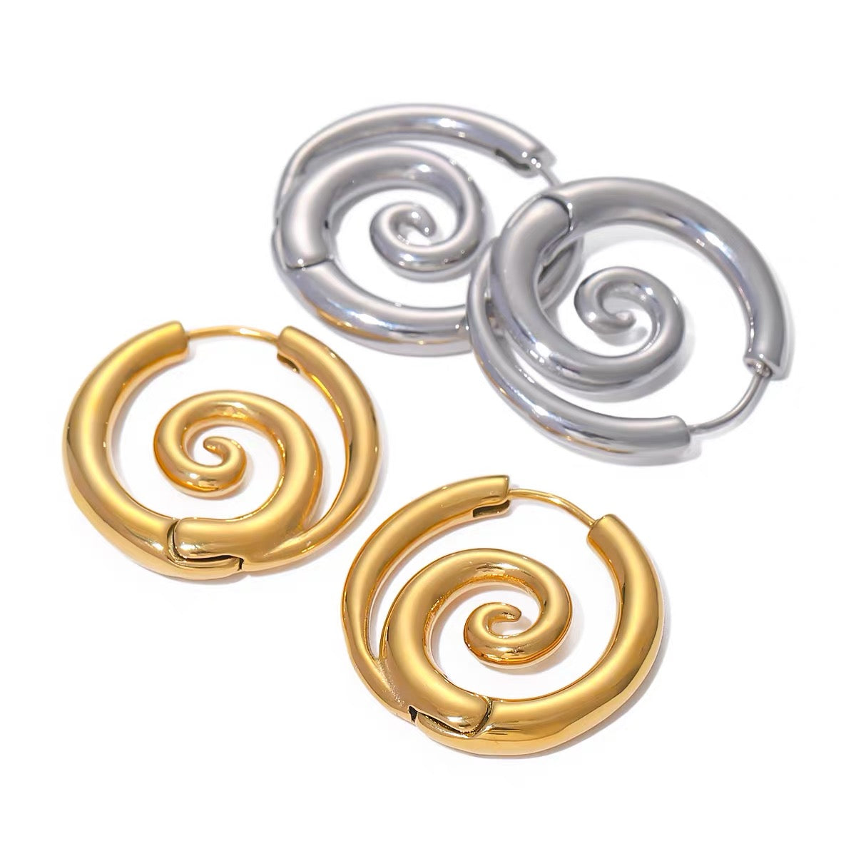 Chunky Spiral Hoop Earrings
