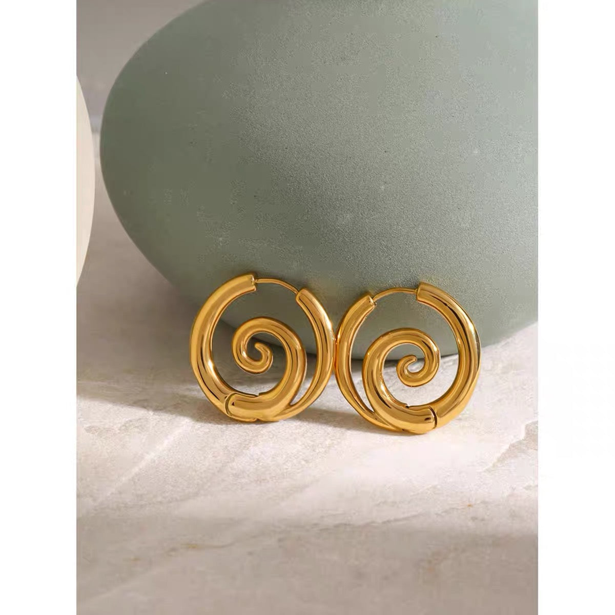 Chunky Spiral Hoop Earrings